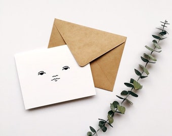 cheeky face card . blank greeting card . blank note card . face greeting card . note card . funny valentine's day card . valentines day card