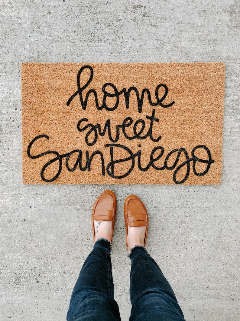 custom city welcome mat . custom state doormat . personalized doormat . custom wedding gift . home sweet home doormat . housewarming gift image 2