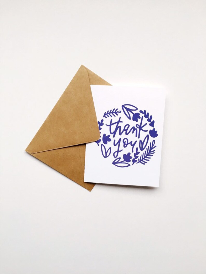 floral thank you card . thank you note . botanical greeting card . blank thank you card . purple greeting card . thank you card for her zdjęcie 3