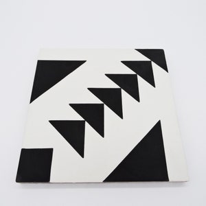 Moroccan Handmade Cement Tile. 8inch x 8inch Floor & Wall Tadla Black and White Encaustic tile-Sample
