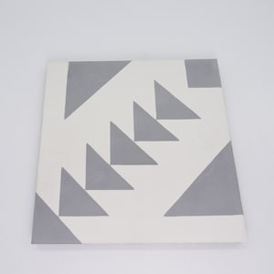 Moroccan Handmade Cement Tile. 8inch x 8 inch Floor & Wall Tadla Gray and White-Sample