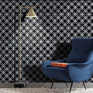 Moroccan Handmade Cement Tile. 8inch x 8 inch Floor & Wall Amlo Black and Grey Encaustic tile