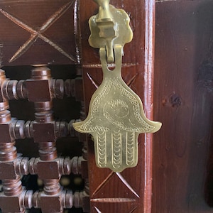 Moroccan Brass Door Knocker, Gold Finish, Hand, Extra Small