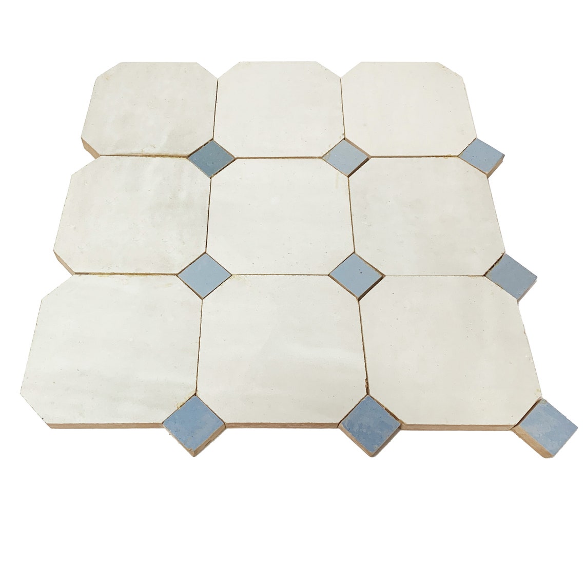 Contemporary Zellige Panels Offwhite With Blue Accents Etsy
