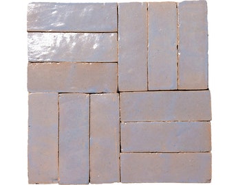 Moroccan Handmade 2''x6'' Solid Color Zellige Tile Sky Bloom