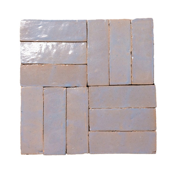 Moroccan Handmade 2''x6'' Solid Color Zellige Tile Sky Bloom