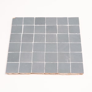 Moroccan Zellige Mosaic Tile, 12in x 12in Panel, Floor & Wall  Solid Color Gray, 2x2in Tile, SAMPLE