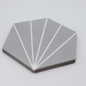 Moroccan Handmade Cement Tile. 8inch x 9-inch Floor & Wall Menara Grey and White, Sample