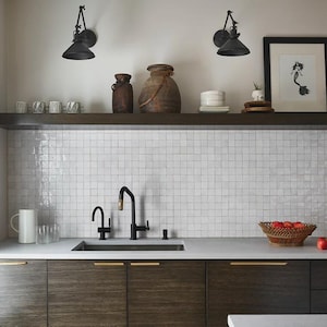 Contemporary Zellige Panels, 12&quot; X 12&quot; X 1/2&quot;, Squares in White
