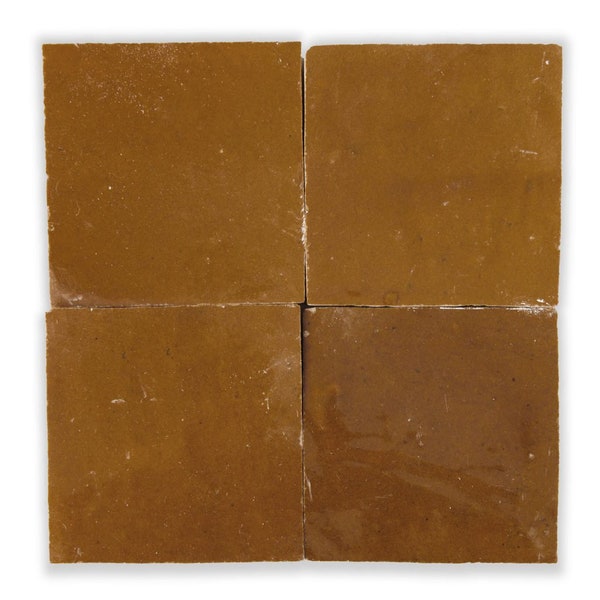 Moroccan Zellige Mosaic Tile, 4x4in. Floor & Wall in Caramel ,SAMPLE