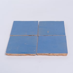 Moroccan Zellige  Mosaic Tile, 4x4in. Floor & Wall Solid Color in Dusty Blue, Sample
