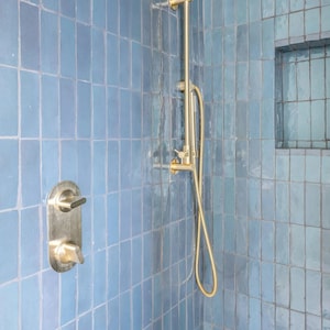 Handmade 2x6-in Moroccan Zellige Solid Color Powder Blue