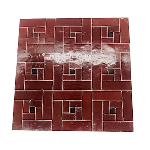 Carrelage mosaïque marocain, panneau 11 x 11 po, sol et mur, rouge foncé, Adela