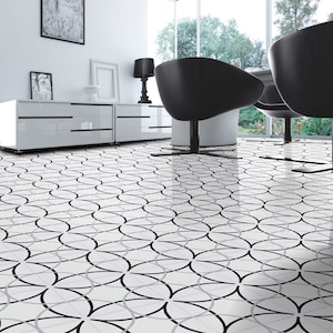 Moroccan Handmade Cement Tile. 8inch x 8 inch Floor & Wall Sebta Black and Gray Encaustic tile