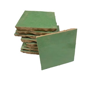 Moroccan Zellige Mosaic Tile, 4x4in. Floor & Wall Solid Color in Sage Green, Sample