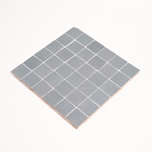 Moroccan Zellige Mosaic Tile, 12in x 12in Panel, Floor & Wall  Solid Color in Gray, 2x2in Tiles, pack of 6