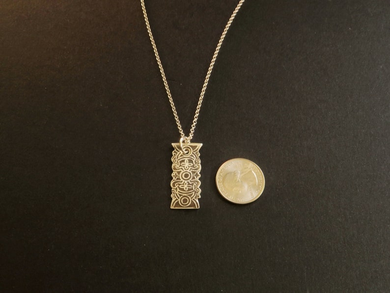 Vertical Silver Bar Necklace Long Rectangle Pendant Silver Pendant Long Necklace