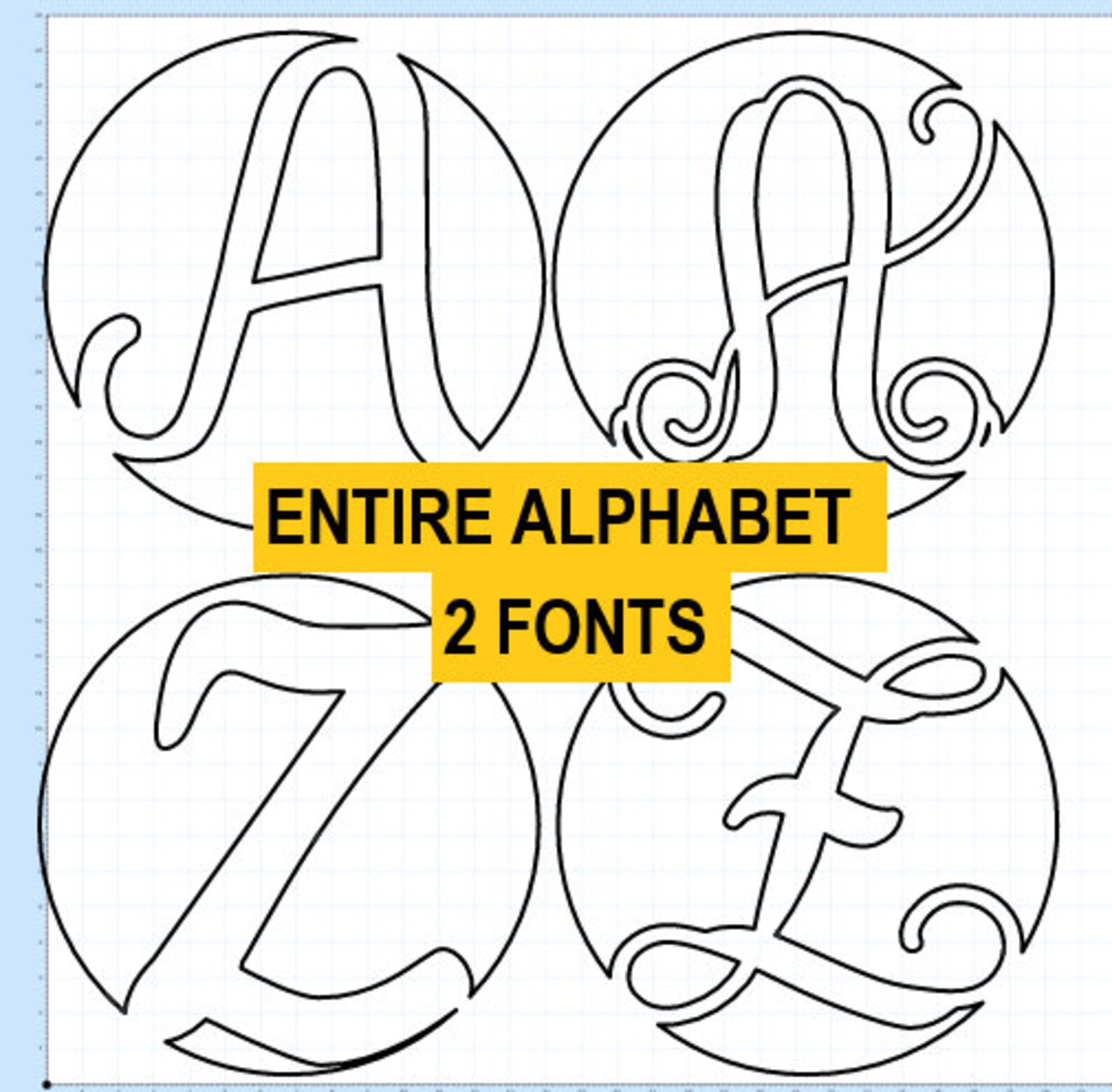 Single Letters CNC Cut Files Svg and Dxf Format 2 Fonts Etsy