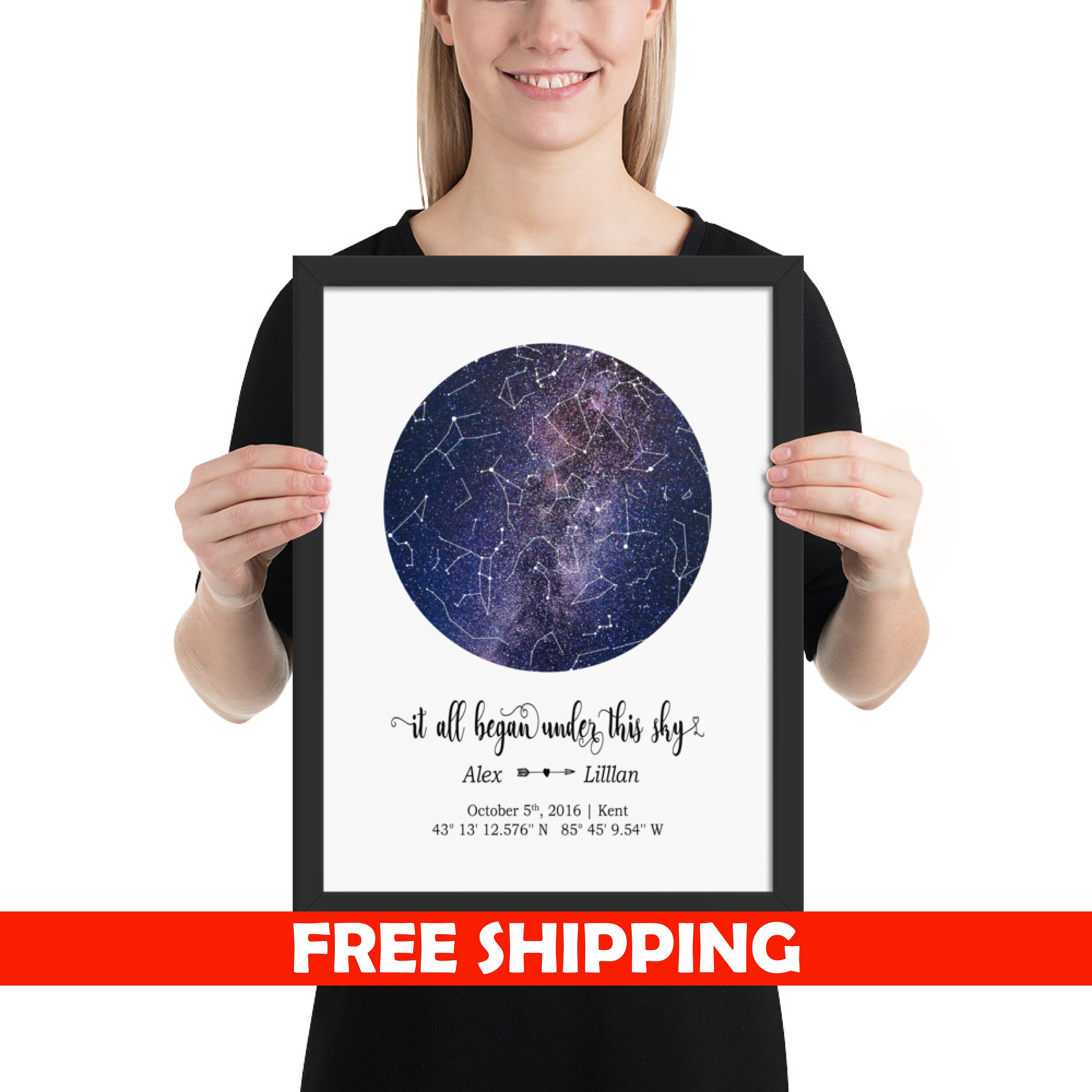 Constellation Chart By Date Framed Customized Star Map For Boyfriend Girlfriend Space Sky | Etsy  Singapore