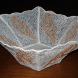 Machine embroidery Free Standing Lace bowl with shell design