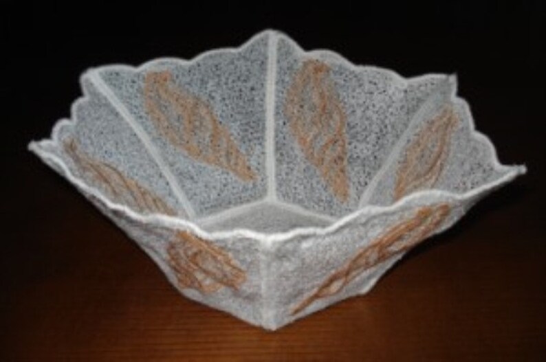 Machine Embroidery Free Standing Lace Bowl With Shell Design Etsy UK