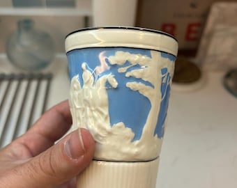 Antique Wedgwood Blue Jasperware Hunt Beaker - "D'Ye Ken John Peel" Hunting Scene