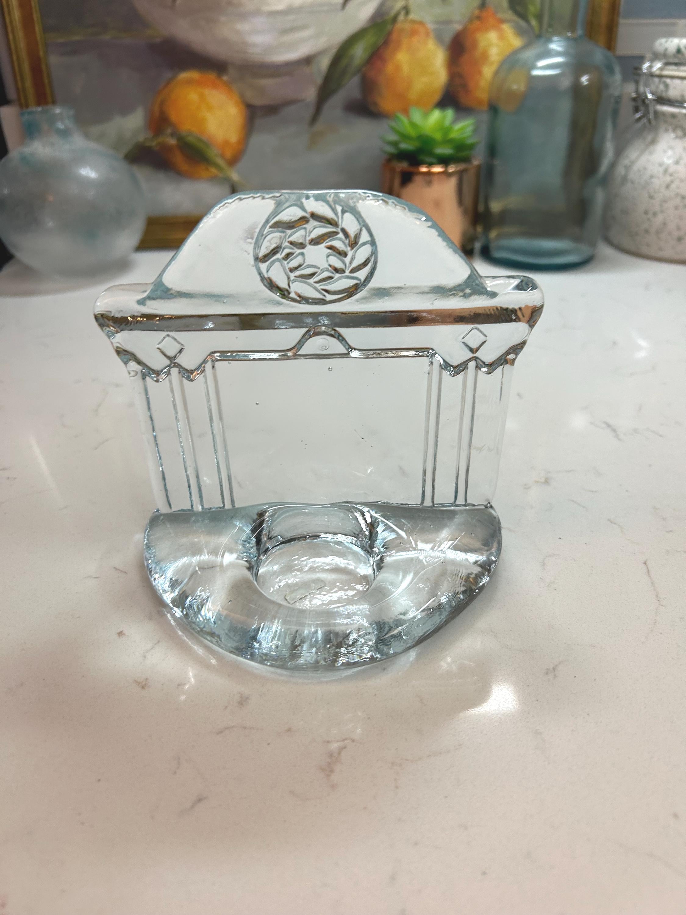 Vintage Nybro Sweden Clear Glass Tealight Holder - Architectural