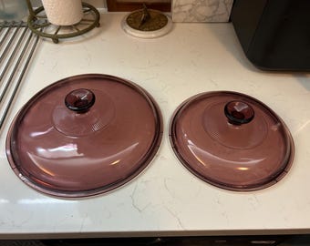 Vintage Visions Cranberry Glass Replacement Lids - Set of 2 (V-2.5-C and 26 Pyrex) -