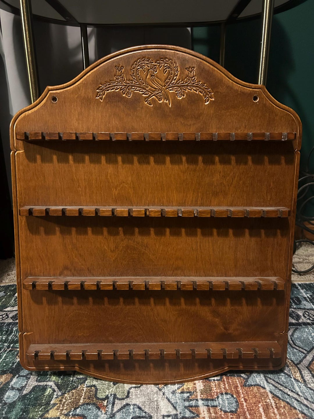 Vintage Wooden Souvenir Spoon Display Rack | 4-tier, 64-slot Wall ...