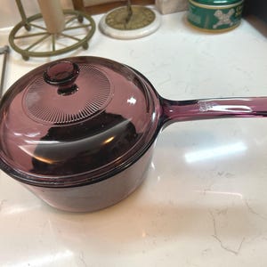 Rare Visions Cranberry 1.5L Saucepan with Lid - Non-Stick SilverStone Interior - Vintage 1990s Corning