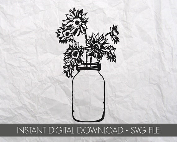 Download Sunflower Svg Mason Jar Svg Sunflower Mason Jar Monogram Etsy