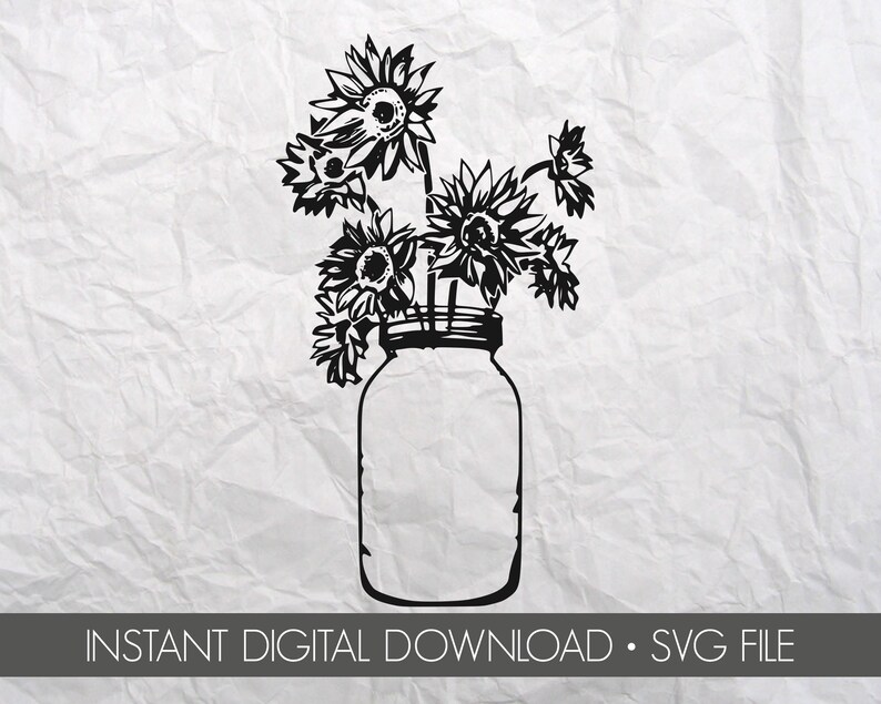 Free Free 188 Sunflower In Mason Jar Svg SVG PNG EPS DXF File