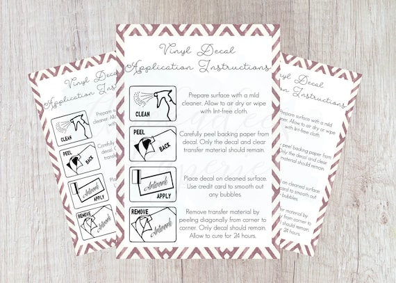 decal application instructions printable vinyl care card how etsy