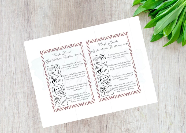 decal application instructions printable vinyl care card how etsy