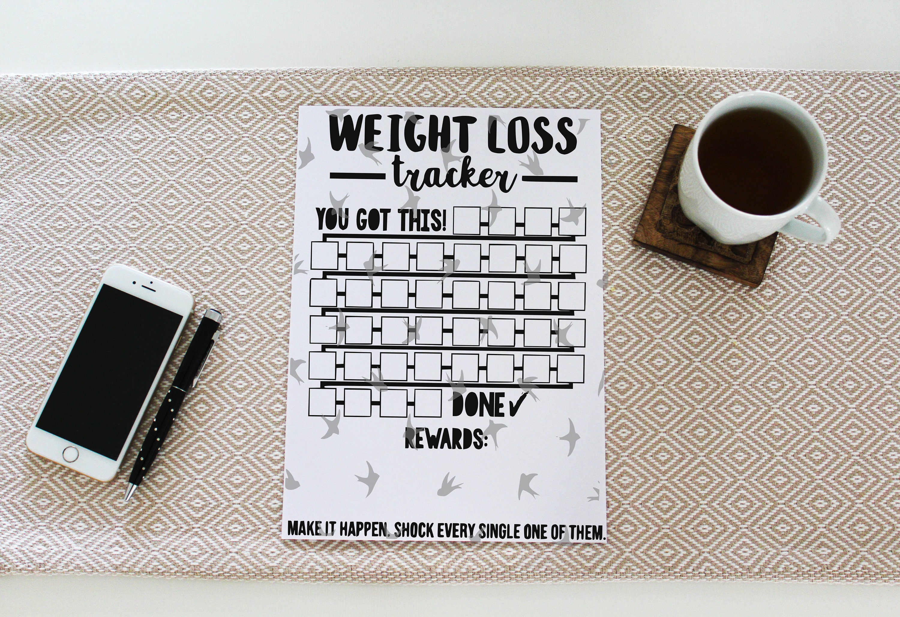 Weight Loss Tracker Printable Motivation Chart 40lb Weight | Etsy