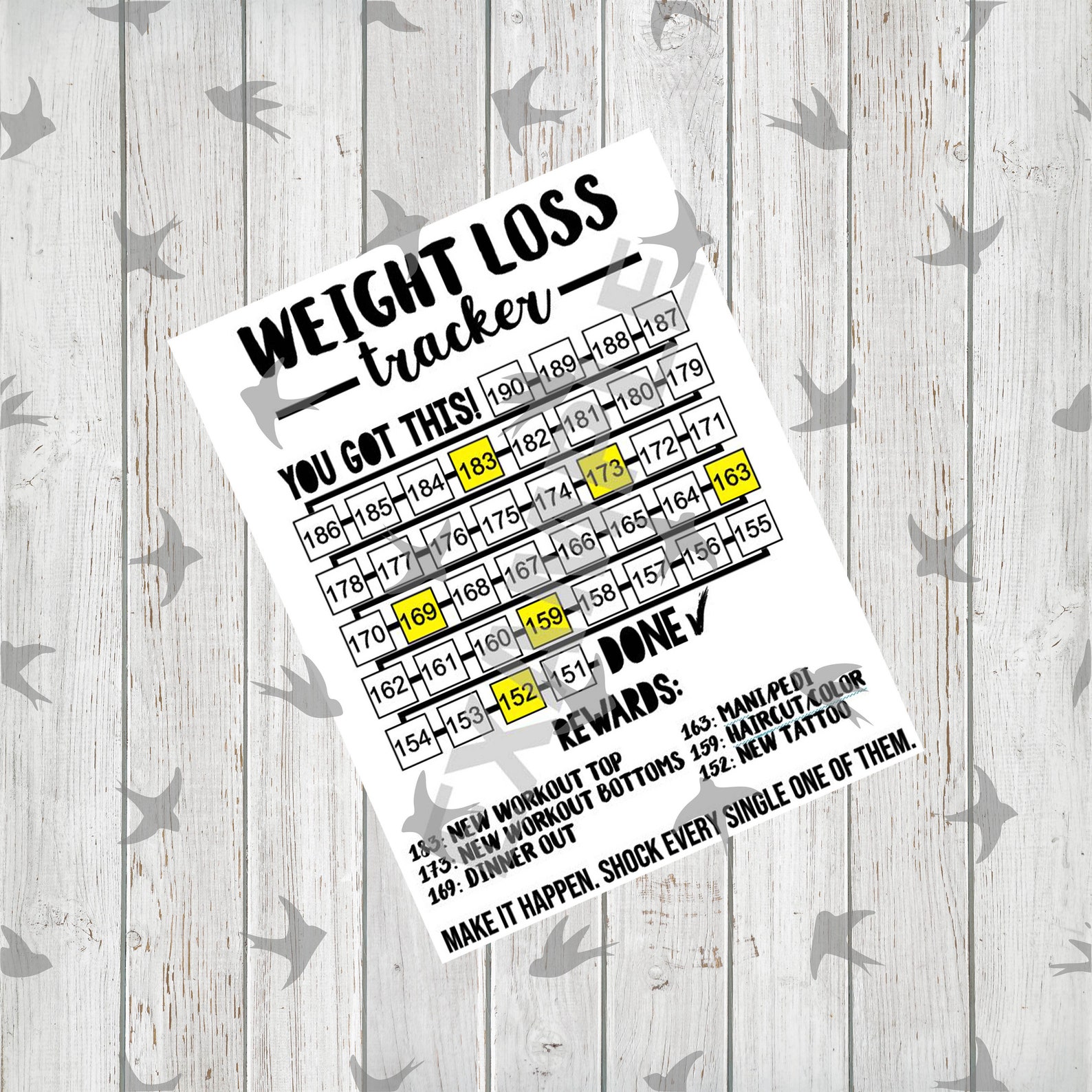 Weight Loss Tracker Printable Motivation Chart 40lb Weight Etsy
