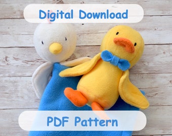 Chicken and Duck Lovie Sewing Pattern, Fleece Security Blanket (PDF Pattern)