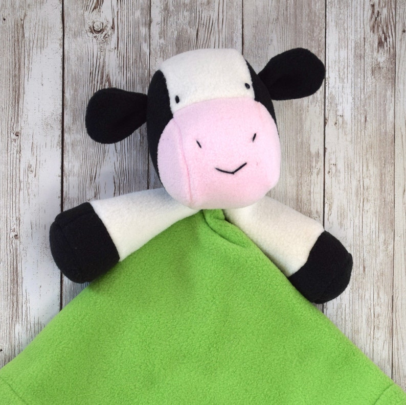 Cow Baby Lovey Blanket Fleece Stuffed Animal Handmade Farm | Etsy