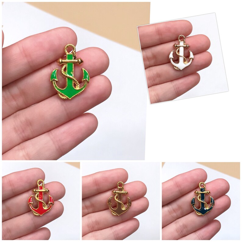 20pcs Green Anchor Enamel Charms Pendants DIY Jewelry Making Necklace Keychain Zipper Pull Craft Decorating Gifts for SeafarerCaptainsLove