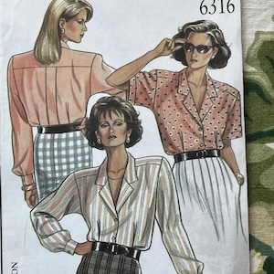 New Look Sewing PATTERN 6316 - Misses&#39; Blouses Sizes 8-10-12-14-16-18   Bust 31.5-40&quot;   Waist 24-32&quot;