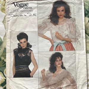 Vintage Vogue Sewing PATTERN 2805  Misses&#39; Blouse and Camisole  Size: 12  Bust 34&quot;  Waist 26.5&quot; Hip 36&quot;   Oscar de la Renta  Lace Ruffle top
