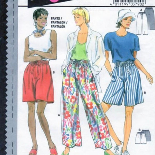 Vintage 1990s Burda Sewing PATTERN 3790  Misses' Loose Fitting Pants or Shorts   Size:  8-18 included   SUPER EASY