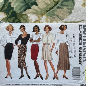 Vintage Butterick Sewing PATTERN 6496  Misses&#39; Wrap Skirts  Size 6-8-10   Waist 23-25&quot;  Hip 32.5-34.5&quot;   Fast & Easy Classics