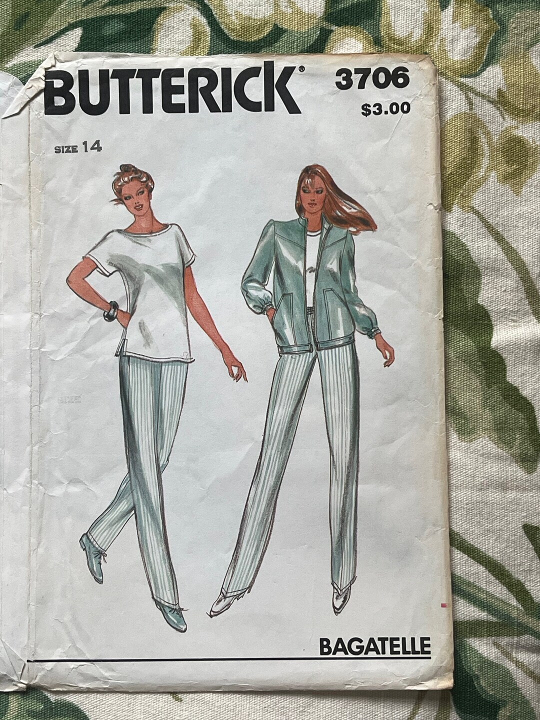 Vintage Butterick Sewing PATTERN 3706 Misses' Jacket, Top and Pants ...