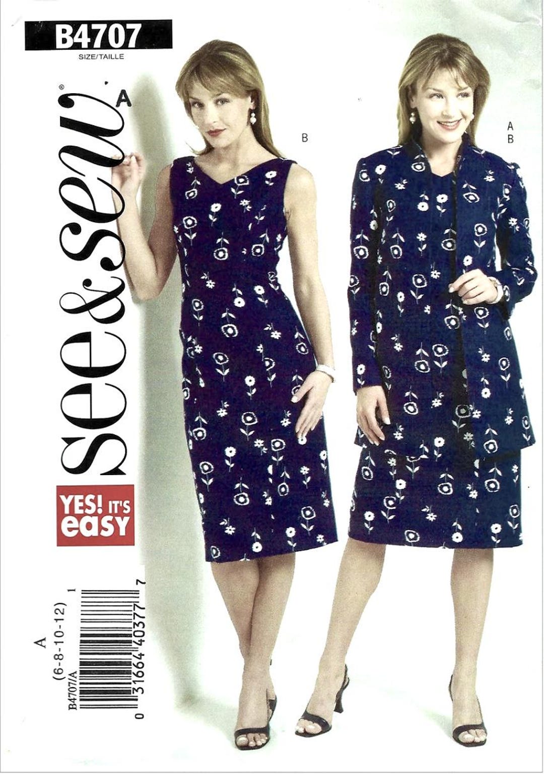 Butterick See & Sew Sewing PATTERN 4707 Misses' Jacket and Dress Sizes ...