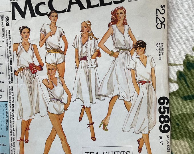 Vintage Mccall's Sewing PATTERN 6589 Misses' Tops, Vest, Skirt and ...