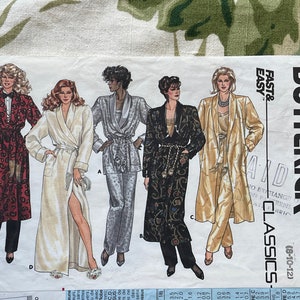 Vintage 1980s Butterick Sewing PATTERN 3547  Misses' Robe (in four lengths) and Pants  Size:  8-10-12   Fast & Easy Classics