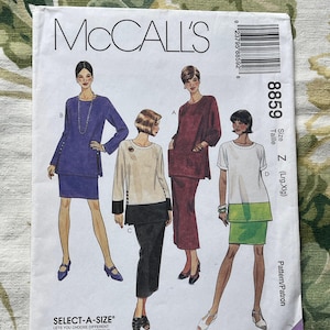 McCall&#39;s Sewing PATTERN 8859  Misses&#39; Tunic & Pull-On Skirt in 2 Lengths  Size  L-XL (16-18-20-22)  Bust  40-44&quot;  Waist 32-37&quot;  Hip 42-46&quot;