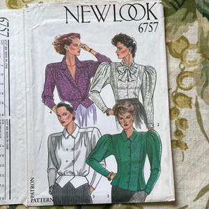 Vintage New Look Sewing PATTERN 6757  Misses&#39; Blouses   Size:  8-10-12-14-16-18  Bust  34-44&quot;