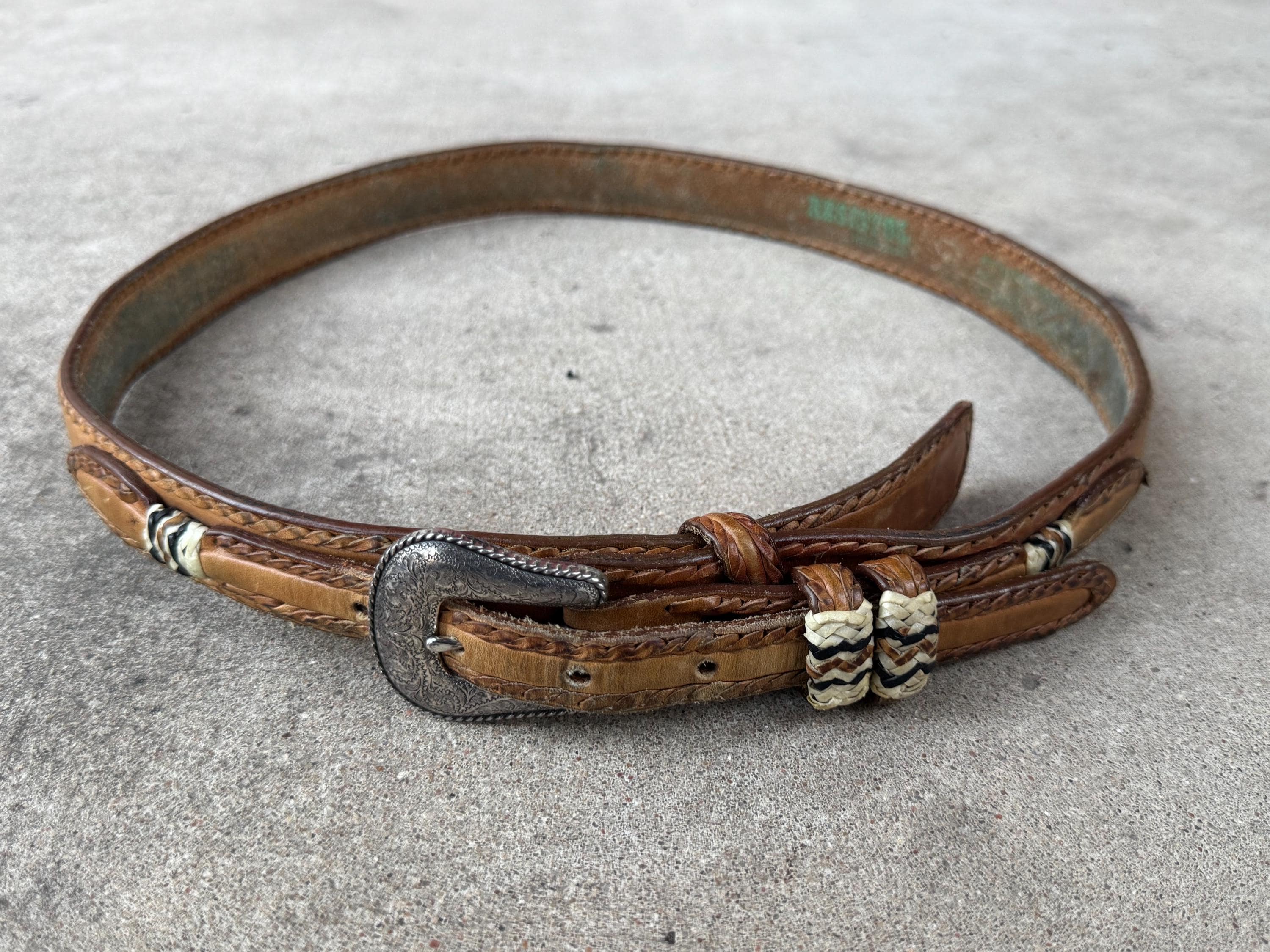 Embellished Brown Western Belt with Silver Lace Detailing Men main image 4